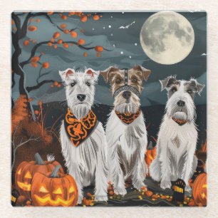 Posavasos De Vidrio Wirefox Terrier Halloween Spooky