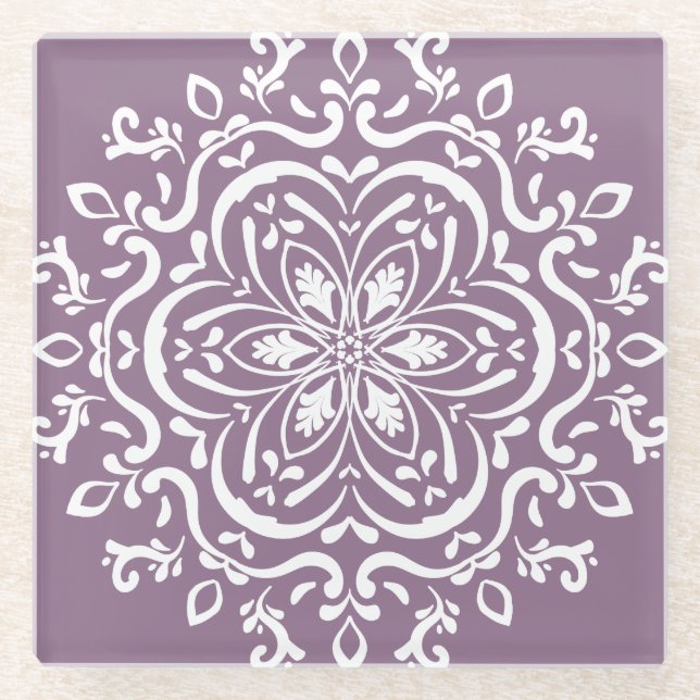 Posavasos De Vidrio Wisteria Mandala (Anverso)