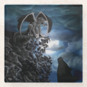 Posavasos De Vidrio Wolf Moon - Wolf con Golem