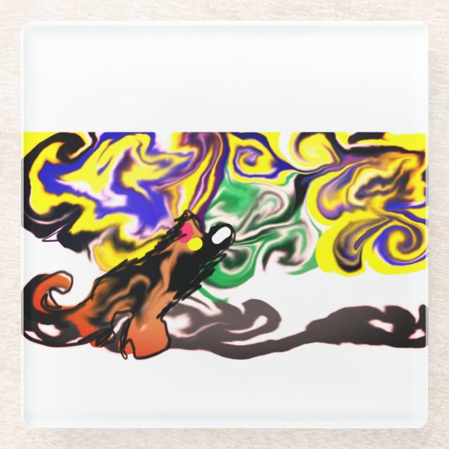 Posavasos De Vidrio Wolf night stary  (Anverso)