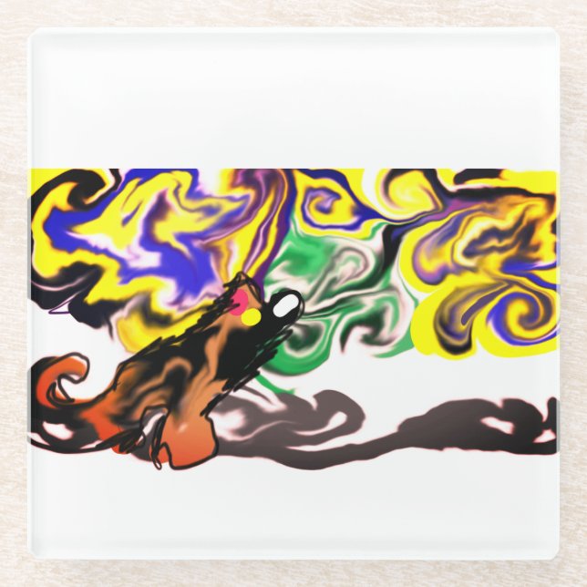 Posavasos De Vidrio Wolf night stary  (Anverso)