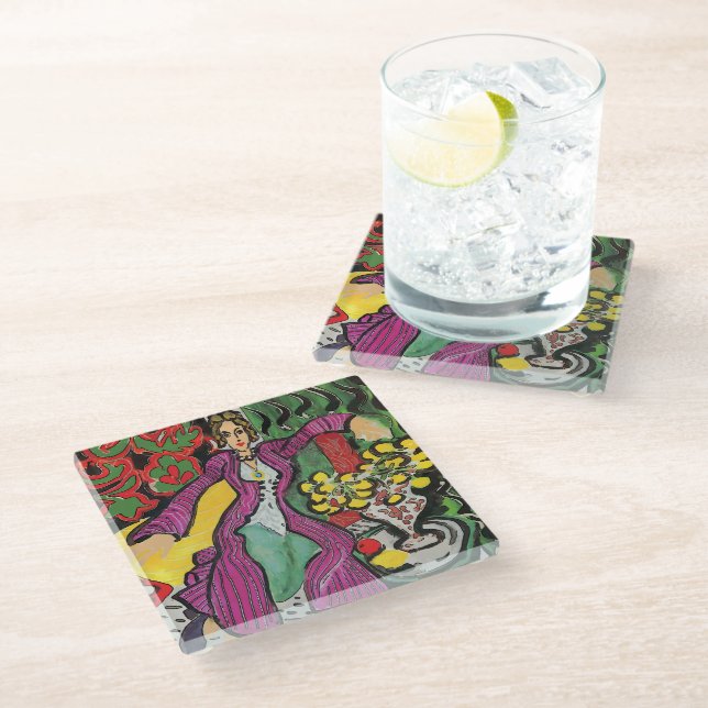 Posavasos De Vidrio Woman Glass Coaster (Angular)