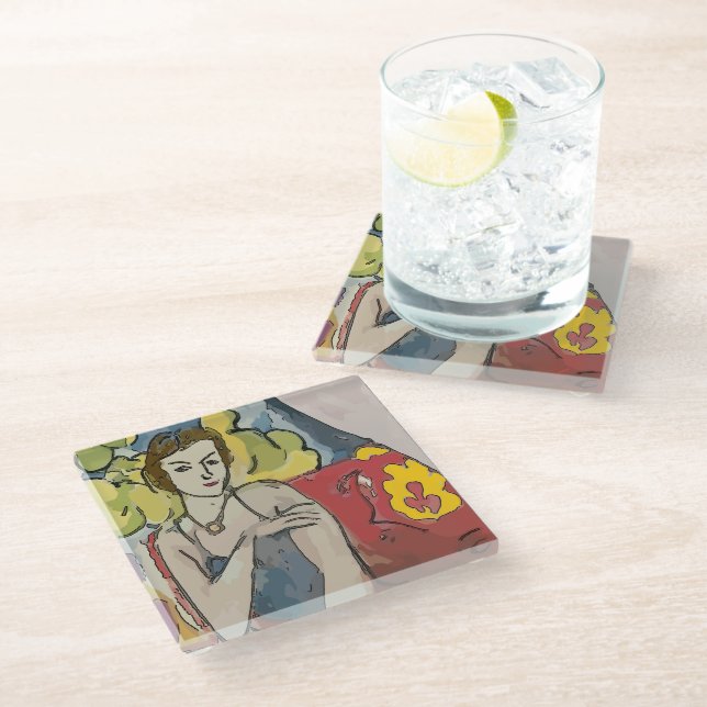 Posavasos De Vidrio Woman Glass Coaster (Angular)