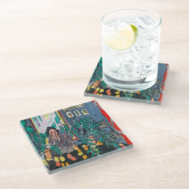 Posavasos De Vidrio Woman Glass Coaster (Angular)