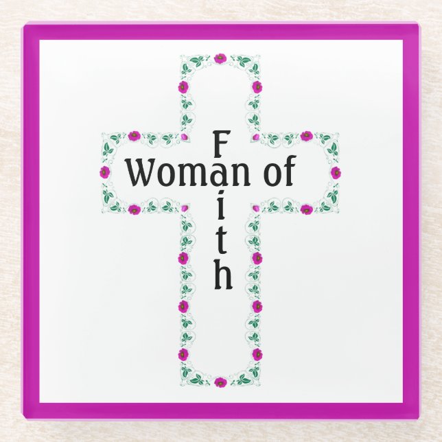 Posavasos De Vidrio Woman of faith (Anverso)