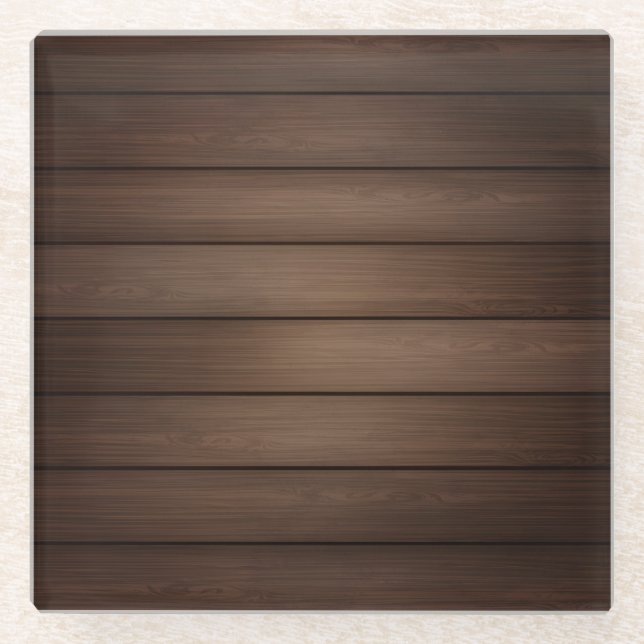 Posavasos De Vidrio Wood Grain Striped Brown Abstract Fashion Art (Anverso)