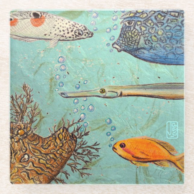 Posavasos De Vidrio Wrasse & Friends Classy Glass Coaster (Anverso)
