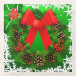 Posavasos De Vidrio Wreath, Navidades alegres