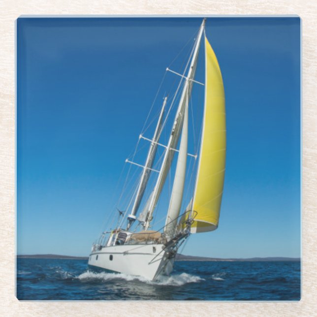 Posavasos De Vidrio Yate que navega sur de Australia del | (Anverso)