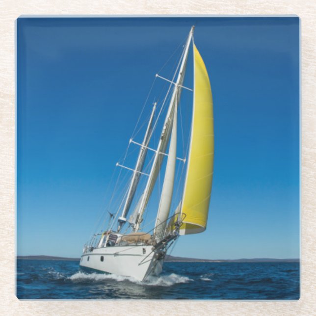 Posavasos De Vidrio Yate que navega sur de Australia del | (Anverso)
