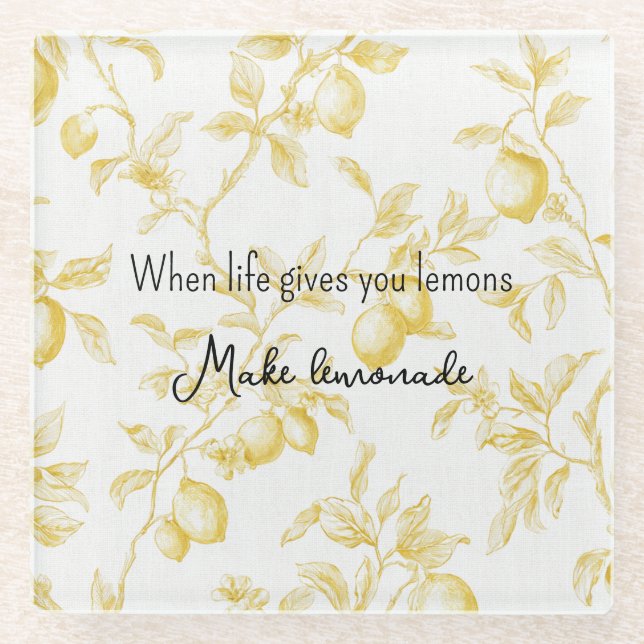 Posavasos De Vidrio Yellow Fruit Lemons Make Lemonade (Anverso)