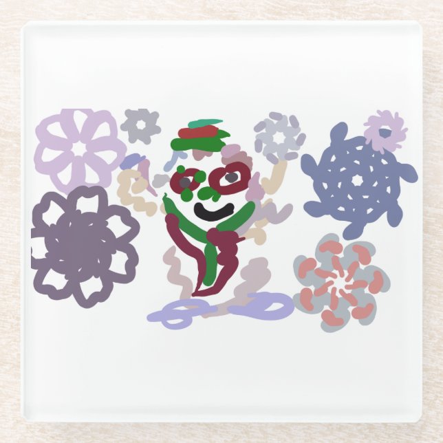 Posavasos De Vidrio Yeti winter rock (Anverso)