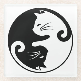 Posavasos De Vidrio Yin yang cats