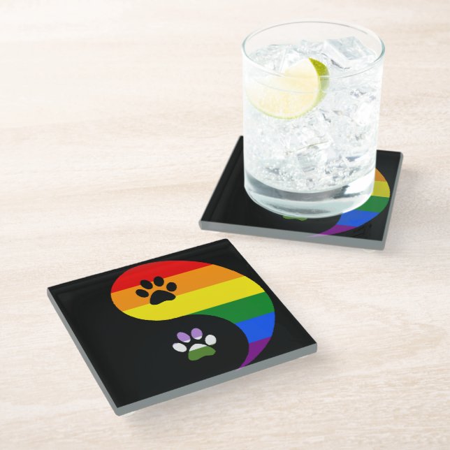 Posavasos De Vidrio Yin-Yang Genderqueer Coaster (Angular)