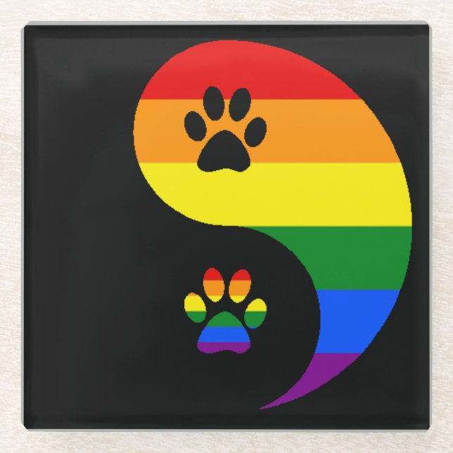 Posavasos De Vidrio Ying Yang Pride (Anverso)