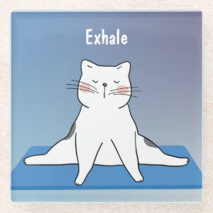 Posavasos De Vidrio Yoga Cat Glass Coaster