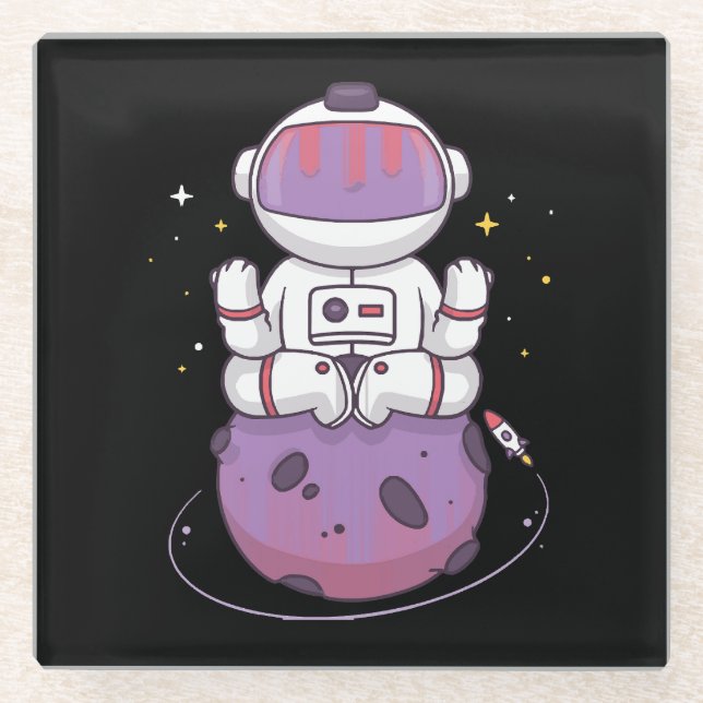 Posavasos De Vidrio Yoga Espacial  (Anverso)