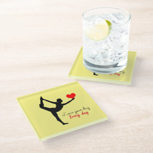 Posavasos De Vidrio Yoga Heart & Love your day, Every day / Yogini