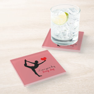 Posavasos De Vidrio Yoga Heart & Love your day, Every day / Yogini Gla