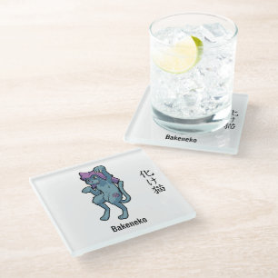 Posavasos De Vidrio Yokai japonés Bakeneko: Gato Misterioso
