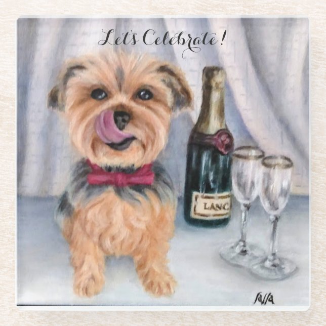 Posavasos de vidrio Yorkie (Anverso)
