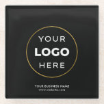 Posavasos De Vidrio Your Custom Logo Business Corporate<br><div class="desc">Your Custom Business Corporate Logo Promotional Black Glass Coaster.</div>