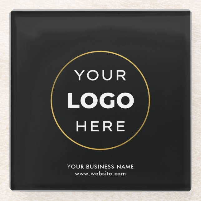 Posavasos De Vidrio Your Custom Logo Business Corporate (Anverso)