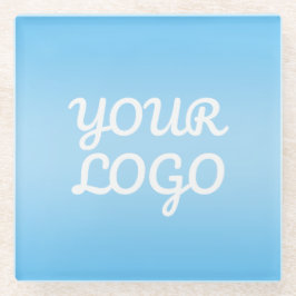 Posavasos De Vidrio Your Logo & Modern Simple Ombre | Light Blue