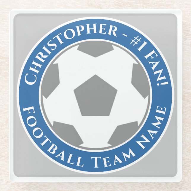 Posavasos De Vidrio Your Name plus Football Team Name (Anverso)