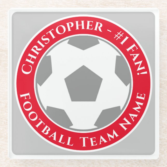 Posavasos De Vidrio Your Name plus Football Team Name (Anverso)