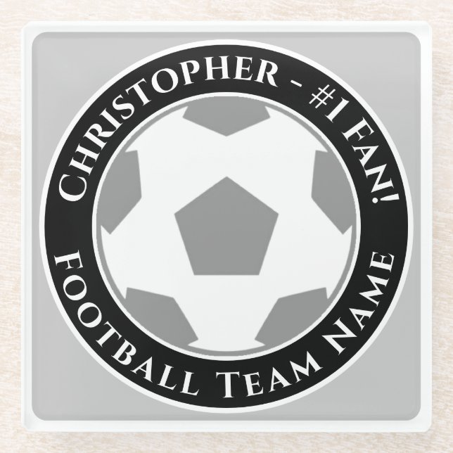 Posavasos De Vidrio Your Name plus Football Team Name (Anverso)