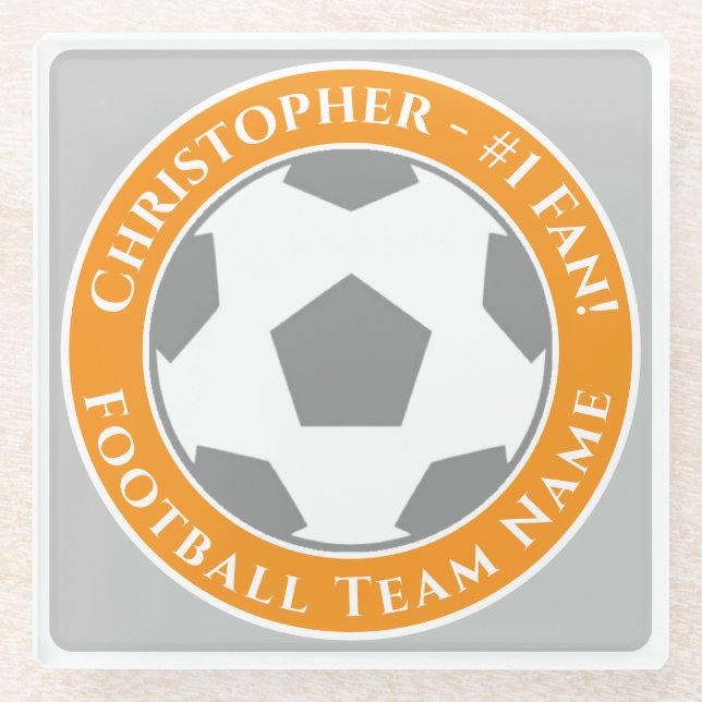 Posavasos De Vidrio Your Name plus Football Team Name (Anverso)