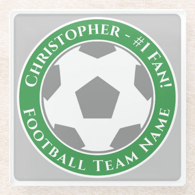 Posavasos De Vidrio Your Name plus Football Team Name (Anverso)