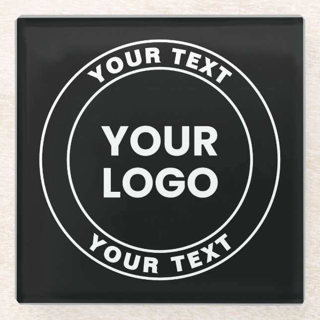 Posavasos De Vidrio Your Uploaded Logo + Bold Circular Text  (Anverso)