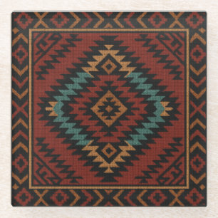 Posavasos De Vidrio Zapotec Folk Art Geométrico Diamond Glass Coaster