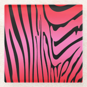 Posavasos De Vidrio Zebra Rojo