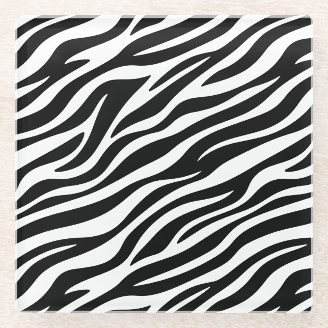 Posavasos De Vidrio Zebra Stripes Seamless Pattern Animal Print-60492 (Anverso)