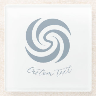 Posavasos De Vidrio Zen Espiral Vintage Mineral Azul con Texto Persona