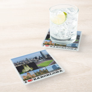 Posavasos De Vidrio zES022 me encanta BARCELONA, España, Europa,
