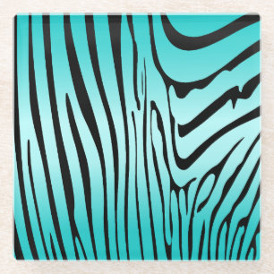 Posavasos De Vidrio Zesty Zebra Cyan