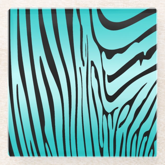Posavasos De Vidrio Zesty Zebra Cyan (Anverso)