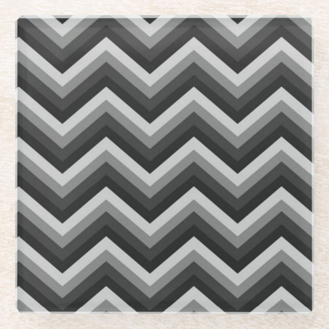 Posavasos De Vidrio Zigzag retro Chevron del modelo (Anverso)