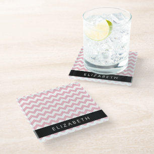 Posavasos De Vidrio Zigzag Rosado, Chevron Rosa, Patrón De Ondas, Su N