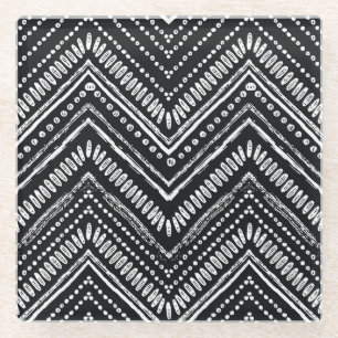Posavasos De Vidrio Zigzag Stripes: Étnica de mano detenida