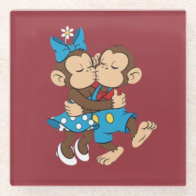 Posavasos De Vidrio zina and mimo love kiss (Anverso)