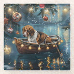 Posavasos De Vidrio Zorro de Navidad Festivo Viaje Inglés Americano