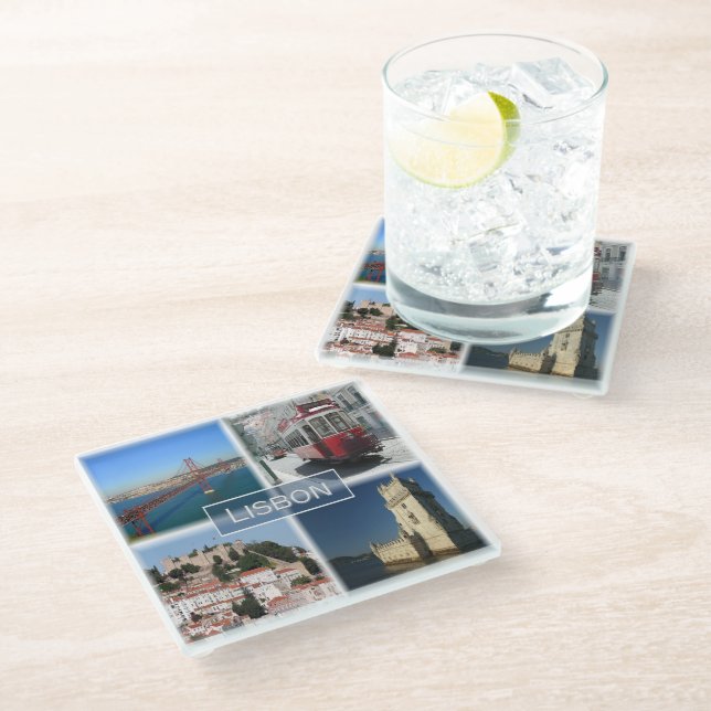 Posavasos De Vidrio zPT007 LISBOA, Portugal, Europa, (Angular)