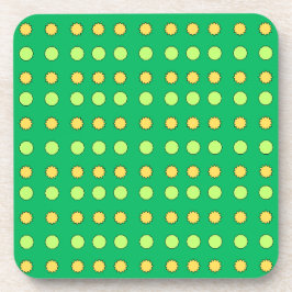 Posavasos Decágonos lima y estrellas amarillas sobre verde