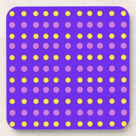Posavasos Decágonos magenta y estrellas amarillas sobre viol