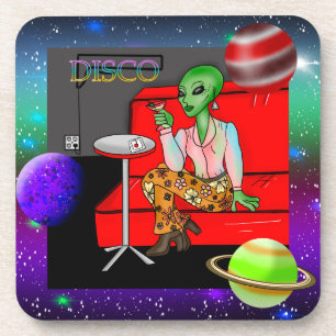 Posavasos Decenio de 1970 Retro Extraterrestre en Disco Loun